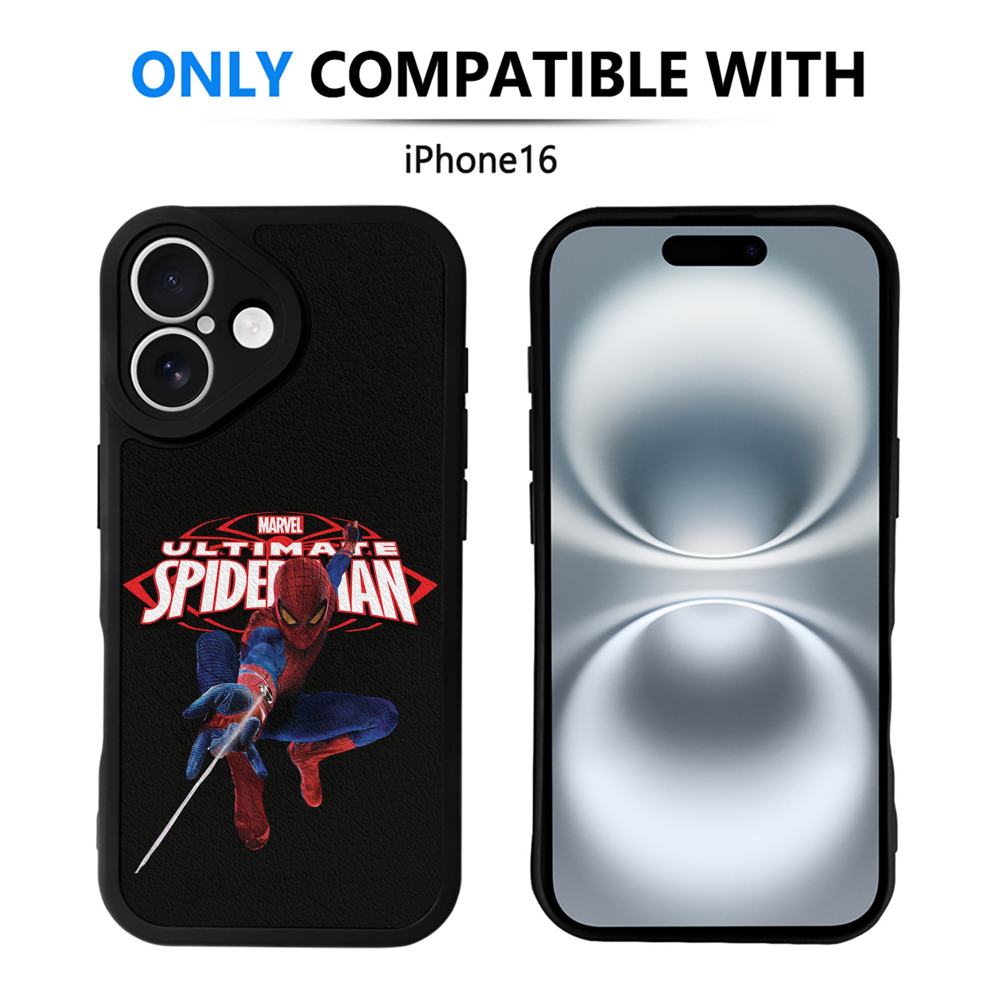 Spider Man スパイダーマン 【iPhone 16シリーズ対応】シリコンスマホケース（レザー調） 材質：シリコン